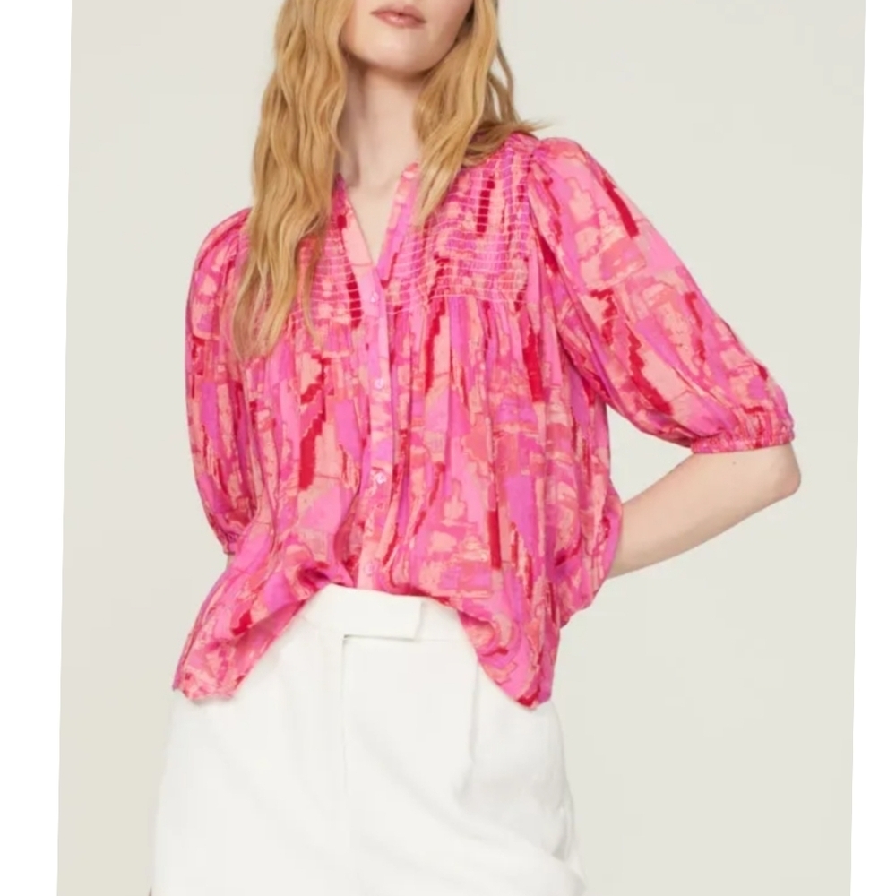 Ba&sh Teodor Puff Sleeve Blouse In Pink